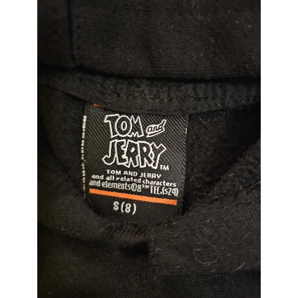 Tom and Jerry Black Pullover Hoodie Youth Size‎ 8 Graphic Cartoon Sweatshirt